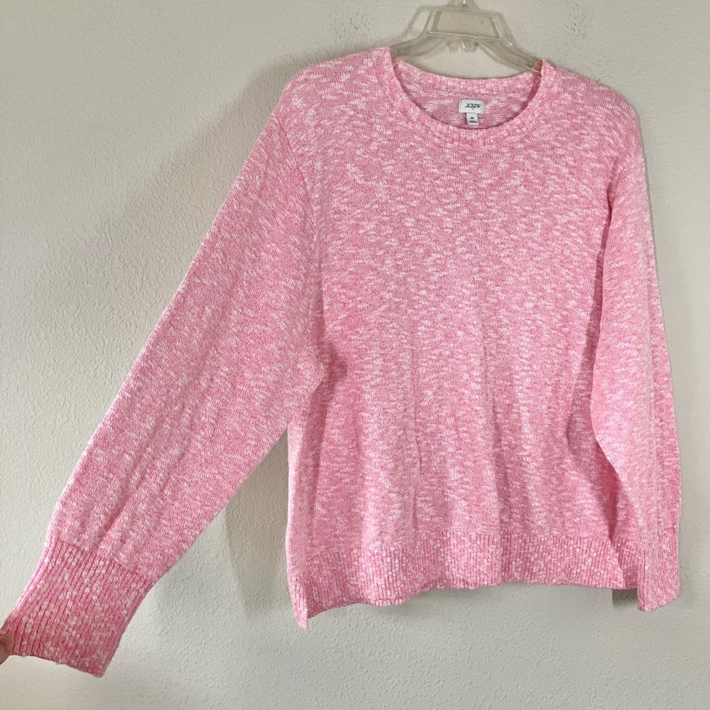 J.CREW Marled Crewneck Sweater 2X Preppy Coastal Cotton Blend Pullover Pink